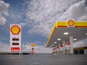 gas station shell - pbr low-poly Model 3D