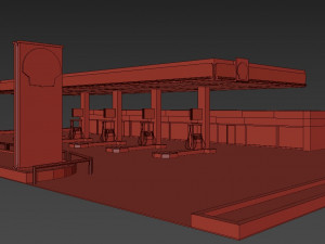 gas station shell - pbr low-poly Model 3D