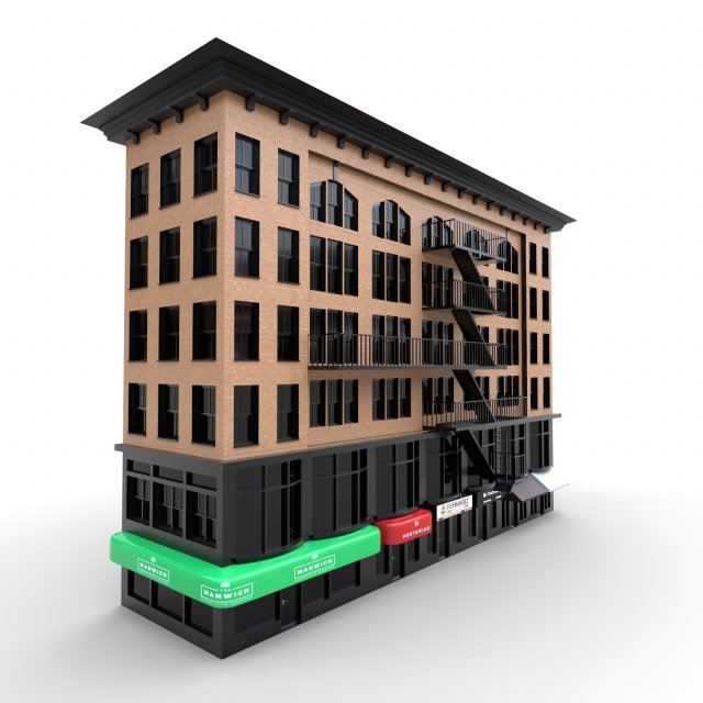 nyc building 2- pbr low-poly 3Dモデル .c4d .max .obj .3ds .fbx .stl .blend 
