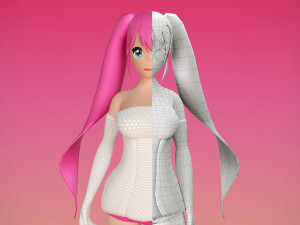 anime girl game character 3D Model