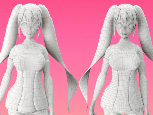 anime girl game character 3D Model