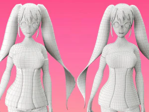 personagem de jogo de anime girl Modelo 3D