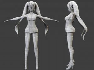 anime girl game character 3D Model