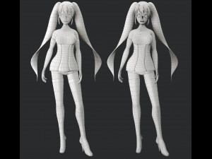 anime girl game character 3D Model