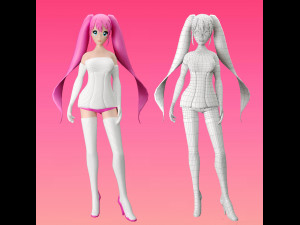 anime girl game character 3D Model