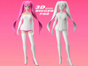 personaje del juego de chica anime Modelo 3D