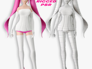 anime girl game character 3D Model