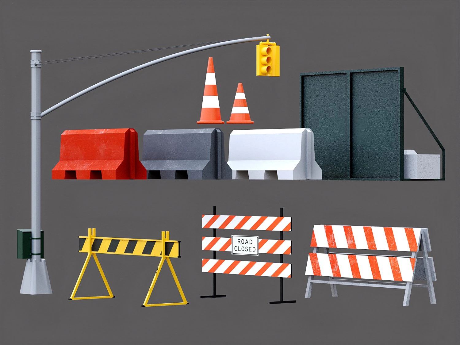 traffic barriers 3D Model .c4d .max .obj .3ds .fbx .stl .blend 