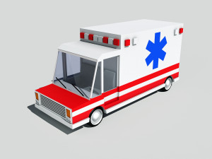 cartoon low poly ambulance Modelo 3D
