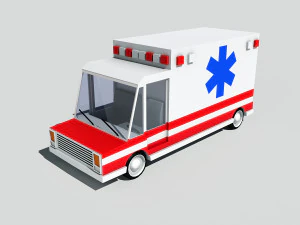 cartoon low poly ambulance 3D Model