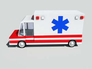 cartoon low poly ambulance Modelo 3D