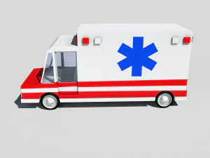 cartoon low poly ambulance 3D Model