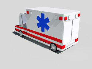 cartoon low poly ambulance Modelo 3D