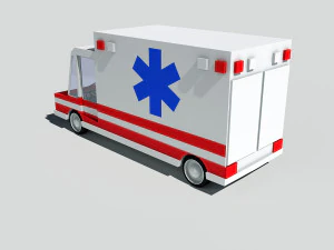 cartoon low poly ambulance 3D Model