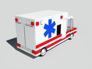 cartoon low poly ambulance Modelo 3D