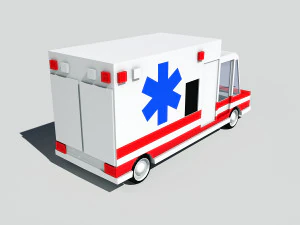 cartoon low poly ambulance 3D Model