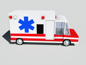 cartoon low poly ambulance Modelo 3D