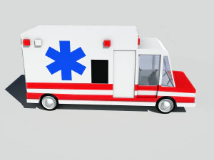 cartoon low poly ambulance 3D Model