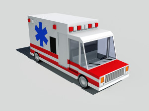 cartoon low poly ambulance Modelo 3D