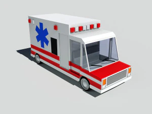 cartoon low poly ambulance 3D Model