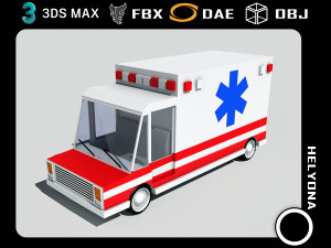cartoon low poly ambulance 3D Model