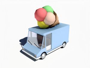 cartoon car ice cream van 3D 모델
