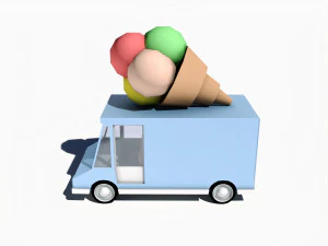 cartoon car ice cream van 3D Model