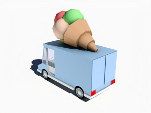 cartoon car ice cream van Model 3D