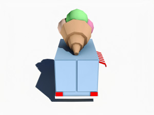 cartoon car ice cream van Model 3D