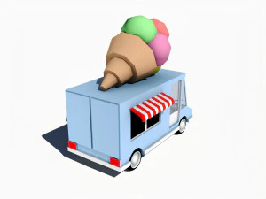 cartoon car ice cream van 3D Model