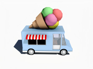 cartoon car ice cream van Model 3D