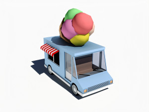 cartoon car ice cream van Model 3D