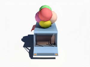 cartoon car ice cream van Model 3D