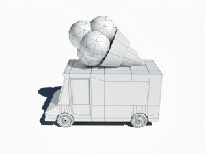 cartoon car ice cream van Model 3D