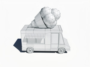 cartoon car ice cream van Model 3D