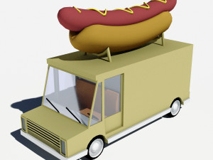 cartoon car hot dog truck 3D Model