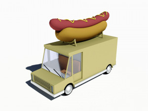 cartoon car hot dog truck 3Dモデル