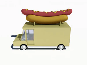 漫画の車のホットドッグトラック 3Dモデル