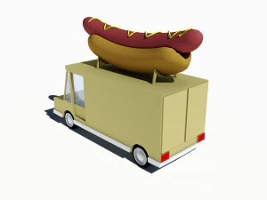漫画の車のホットドッグトラック 3Dモデル