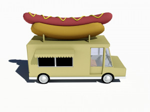cartoon car hot dog truck 3Dモデル