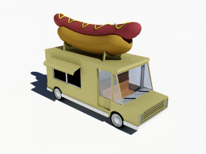 漫画の車のホットドッグトラック 3Dモデル