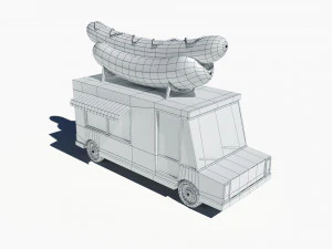 漫画の車のホットドッグトラック 3Dモデル