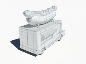 漫画の車のホットドッグトラック 3Dモデル