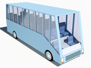 &ocirc;nibus de baixo poli dos desenhos animados Modelo 3D