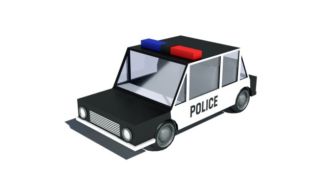 cartoon low poly police car 3D Модель .c4d .max .obj .3ds .fbx .stl .blend 