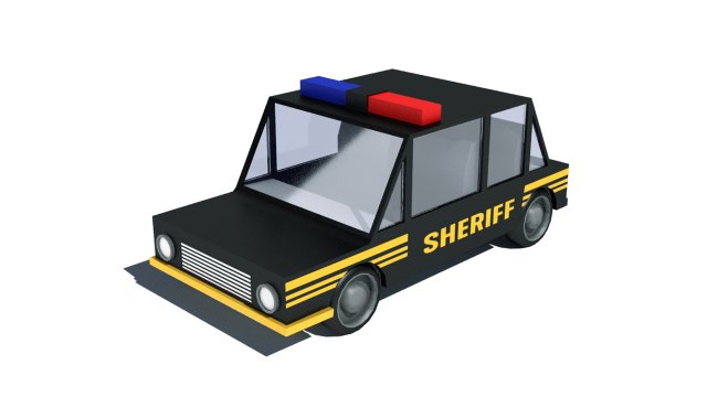 cartoon low poly sheriff car 3D Model .c4d .max .obj .3ds .fbx .stl .blend 
