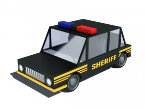 carro de xerife de baixo poli dos desenhos animados Modelo 3D