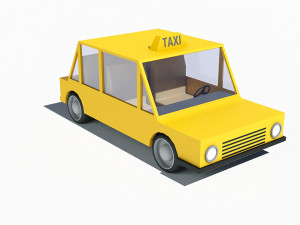 cartoon low poly taxi car 3D 모델