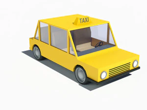 cartoon low poly taxi car 3D Model