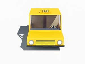 cartoon low poly taxi car 3D Model